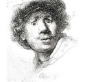 Rembrant self-portrait, etching