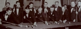 Willie with Erwin Rudolph, Ralph Greenleaf, Jimmy Caras, Andrew Ponzi and others at the 1933 World Championships.